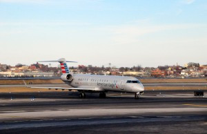 An American Eagle plane at LaGuardia this week
