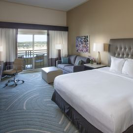 A newly redesigned guestroom